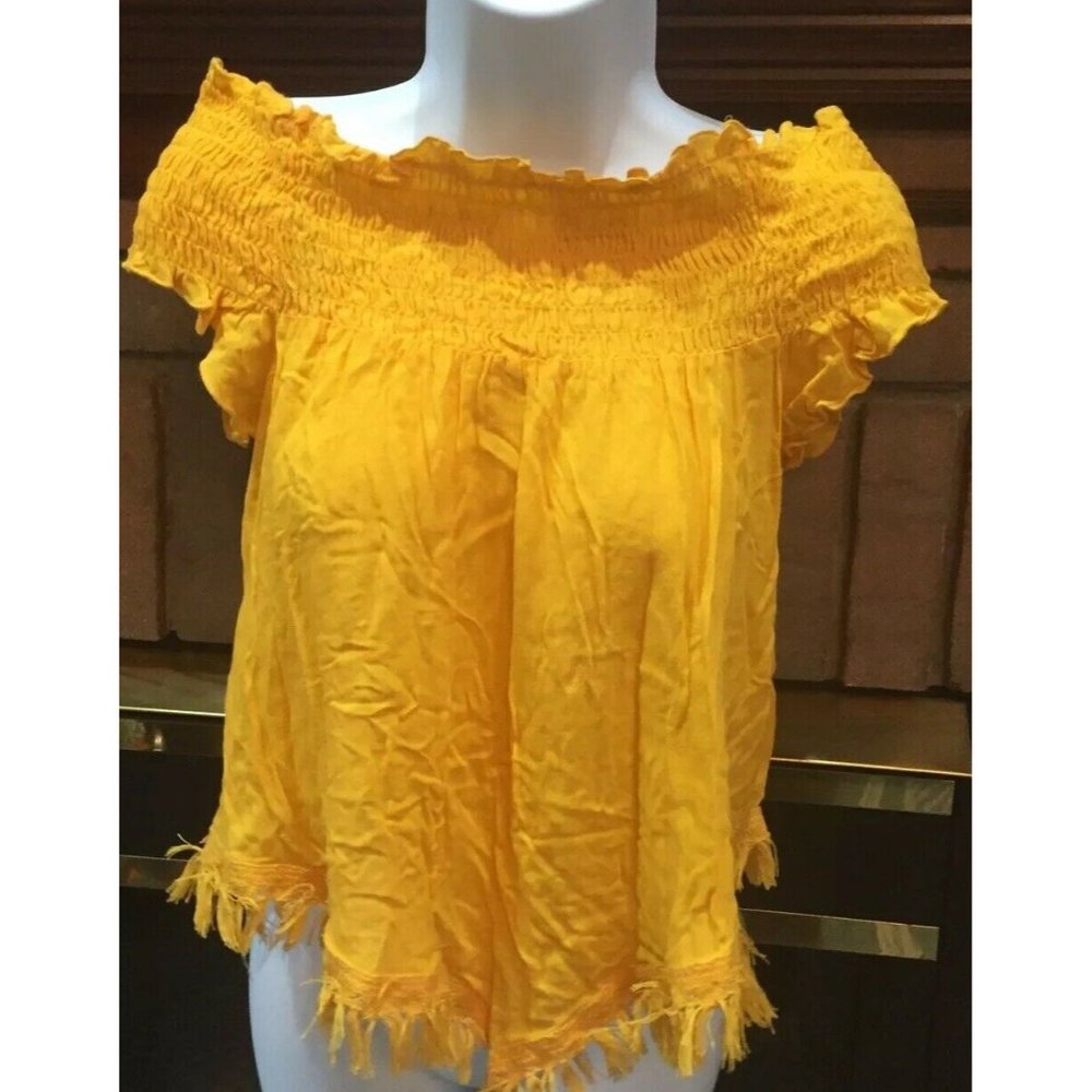 Express Yellow XS Off Shoulder 100% Rayon Classic